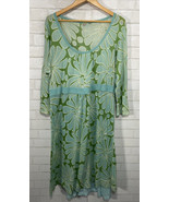Boden Mod Floral Green Light Blue Lightweight Sweater Dress + Slip Midi ... - £47.22 GBP