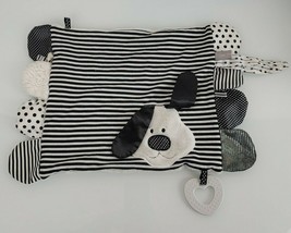 An item in the Baby category: Demdaco Mommy & Me Activity Security Blanket Blankie Lovey Black White Dog Toy