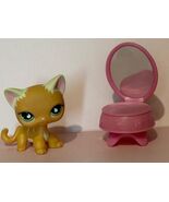 Littlest Pet Shop 525 Shorthair Kitty Cat Striped  Green Eyes LPS - w/Ac... - $35.00