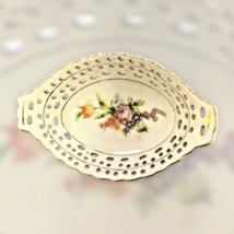 Vintage Porcelain White Decorative Dish Made in Japan– Floral Design w Gold Trim - $349.57 MXN