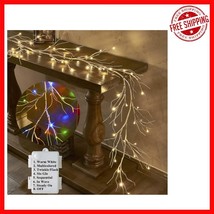 Pre-Lit 6FT Birch Garland: 48 Luminaries with 8 Functions for Indoors &amp; ... - $57.22