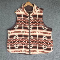 Maurices Reversible Aztec Vest Women 3X 3XL Brown Fleece Teddy Sherpa Zip Jacket - £20.37 GBP