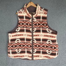 Maurices Reversible Aztec Vest Women 3X 3XL Brown Fleece Teddy Sherpa Zi... - £16.56 GBP