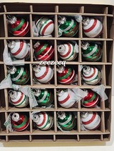 Christmas Christopher Radko Red Green White 1&quot; Glass MINI Ornaments - £25.91 GBP