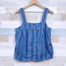 Old Navy Button Front Chambray Top Blue White Stripe Sleeveless Womens Medium - £19.48 GBP