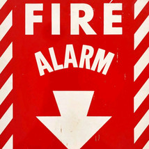 1980s Vintage Fire Alarm Sign Candy Stripe Red White Collectible 12&quot; x 9... - $39.99