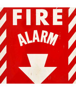 1980s Vintage Fire Alarm Sign Candy Stripe Red White Collectible 12&quot; x 9... - €34,72 EUR