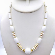 White Lucite Beaded Choker Necklace, Vintage Classic Neutral Strand with... - $28.06