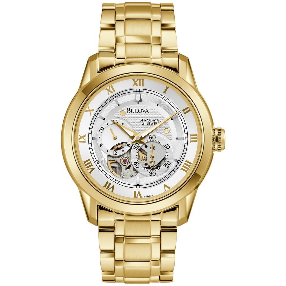 Bulova 4-Hand Automatic Watch, Double Curved Mineral Crystal, 42mm Style: 97A108