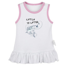 Catch Ya Later Fishing Funny Pattern Dresses Newborn Baby Princess Dress Skirts - £10.45 GBP