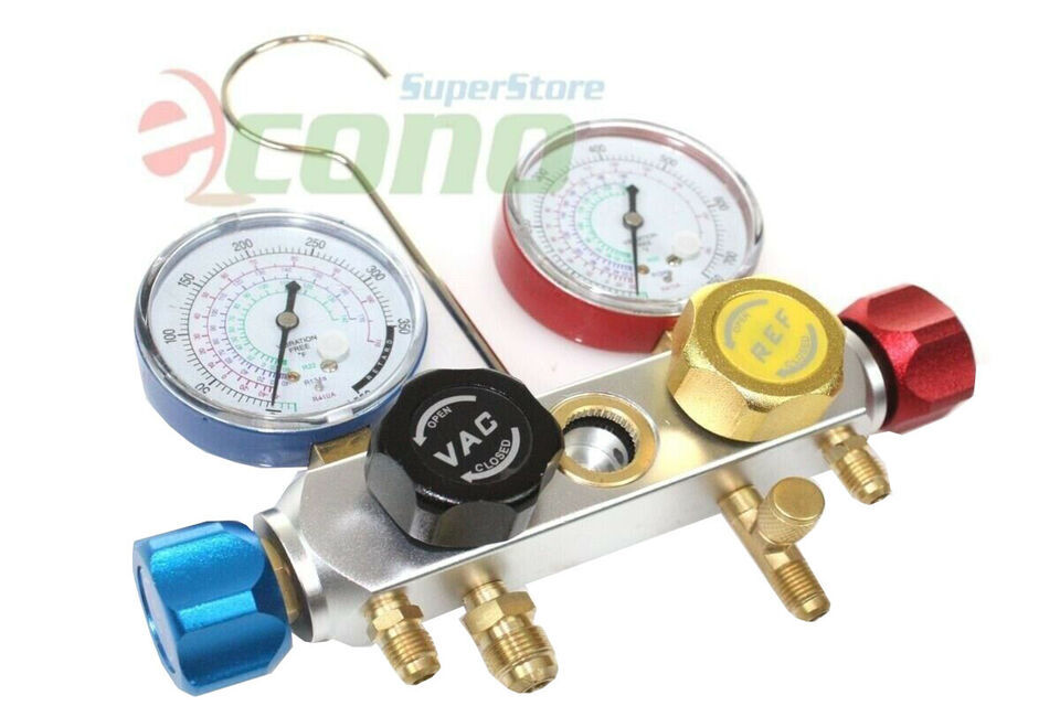 4 Way HVAC AC Manifold Gauge R410a Split Home Refrigerant Diagnostic Man... - $37.39