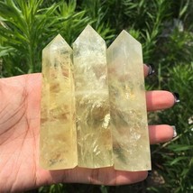 Natural Citrine Healing Crystal Wand Reiki Obelisk Witch Tower Point Orn... - £27.17 GBP