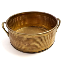 Planter  Bowl W/ Handles Solid Brass Round  5.5” Handcrafted in India - £11.73 GBP
