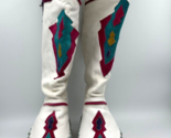 Vtg L J Simone White Leather Boots Aztec Native Southwest Tassels Size 7B - £54.59 GBP