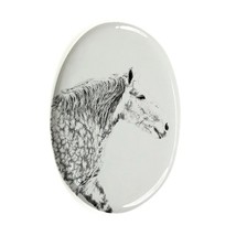 Percheron - Gravestone oval ceramic tile with an image of a horse. - $9.99