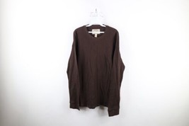 Vtg Streetwear Mens L Faded Blank Thermal Waffle Knit Long Sleeve T-Shirt Brown - £33.25 GBP