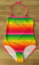 Xhilaration Pink Multi Stripe One Piece Bathing Swim Suit Girls XL 14/16 NEW - £7.08 GBP