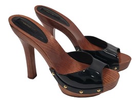 Dolce Gabbana Black Patent Leather Slip on Heels Mules SZ EU 39.5 - £224.72 GBP