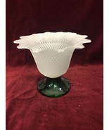 Vintage Frosted TULIP Vase Centerpiece green base 6 in. Mid Century Regency - £25.23 GBP
