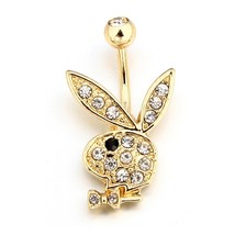 1Pcs Stainless steel Piercing Belly Button Ring Rhinestone Bunny Navel Piercing  - £10.56 GBP