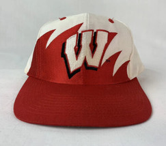 Vintage Wisconsin Badgers Sharktooth Logo 7 Snapback Cap NCAA Splash 90s - £95.56 GBP