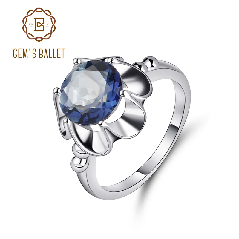 Mystic Topaz Iolite Blue Natural Gemstones Real 925 sterling silver Rings Women  - £27.50 GBP