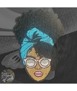 Blue Headscarf Black Woman with Sunglasses Iron On Patch Applique Embell... - $74.88 MXN