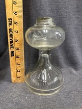 Vintage Clear Pressed Glass Oil Lamp Base 8 1/4&quot; Tall - £13.45 GBP