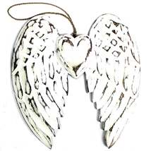 Hand Crafted 24cm Double Angel Wing With Heart - $14.00