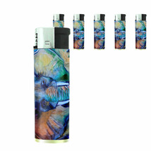 Elephant Art D28 Lighters Set of 5 Electronic Refillable Butane  - £12.65 GBP