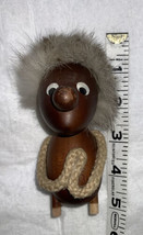 Hans Bolling Denmark Teak Wood Figurine Mid Century MCM Rabbit Fur -MISS... - $14.84