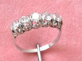 Vintage 1.05ctw Diamond Platinum Classic 5-STONE Anniversary Ring 1950 size8.25+ - £1,977.61 GBP