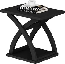 Modern End Table With Storage Shelf, Choochoo End Side Table, X-Design Side - £81.36 GBP