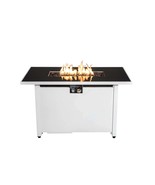 43&quot; White Modern Outdoor Metal Fire Pit Table Adjustable Flame Control - $530.46 CAD