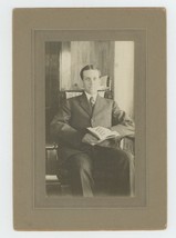 Antique Circa 1900s Approx. 4x6 in Cabinet Card Older Man Sitting In Chair Book - £7.49 GBP
