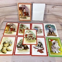 60s Justin Kilbourne Christmas Cards 18 UNUSED Vintage Santas Pet Parade Cat Dog - £36.72 GBP