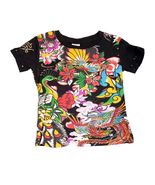 Super Cute Ed Hardy Girls Black Tee Shirt w/Birds Flowers Motif, Short S... - £19.22 GBP