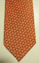 GORGEOUS Brioni Soft Orange With Gold and White Floral Long Silk Tie Italy - $87.74