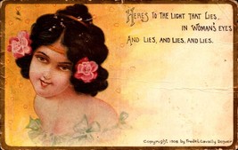Vintage Postcard Here&#39;s To The Light That Lies In Woman&#39;s Eyes And Lies bk45 - £4.65 GBP