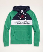 Brooks Brothers Mens Green Colorblock Logo Hoodie Sweater, Large L 8298-4 - £72.30 GBP