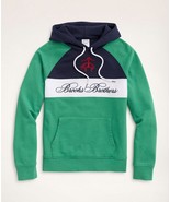 Brooks Brothers Mens Green Colorblock Logo Hoodie Sweater, Large L 8298-4 - £70.36 GBP