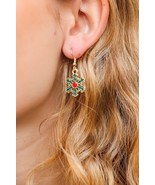 Green Snowflake Metal Dangle Earrings - £6.08 GBP