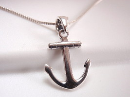 Anchor Necklace 925 Sterling Silver Corona Sun Jewelry ocean beach sailor boat - £12.80 GBP