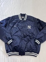 Nike Team New York Yankees Clubhouse Satin Bomber Jacket Mens XXL Full Snap - $84.14