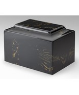 Black and Gold Classic Cultured Marble Cremation Urn - $189.00
