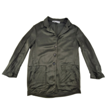 Zara Women’s Olive Green Longline Blazer Jacket Sz M 100% Viscose 3 Button - $27.71
