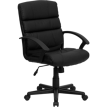 Mid-Back Black LeatherSoft Swivel Task Office Chair with Arms - £156.66 GBP