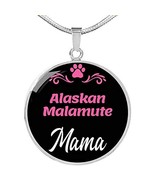 Alaskan Malamute Mama Necklace Circle Pendant Stainless Steel Or 18K Gol... - £35.68 GBP