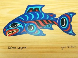 Wood Box Salmon Legend by Joe Wilson Decorative - $15.97