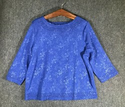 Cathy Sweater Top Womens L/XL Long Sleeve Blue Casual Regular Fit Soft Warm Cute - £12.29 GBP